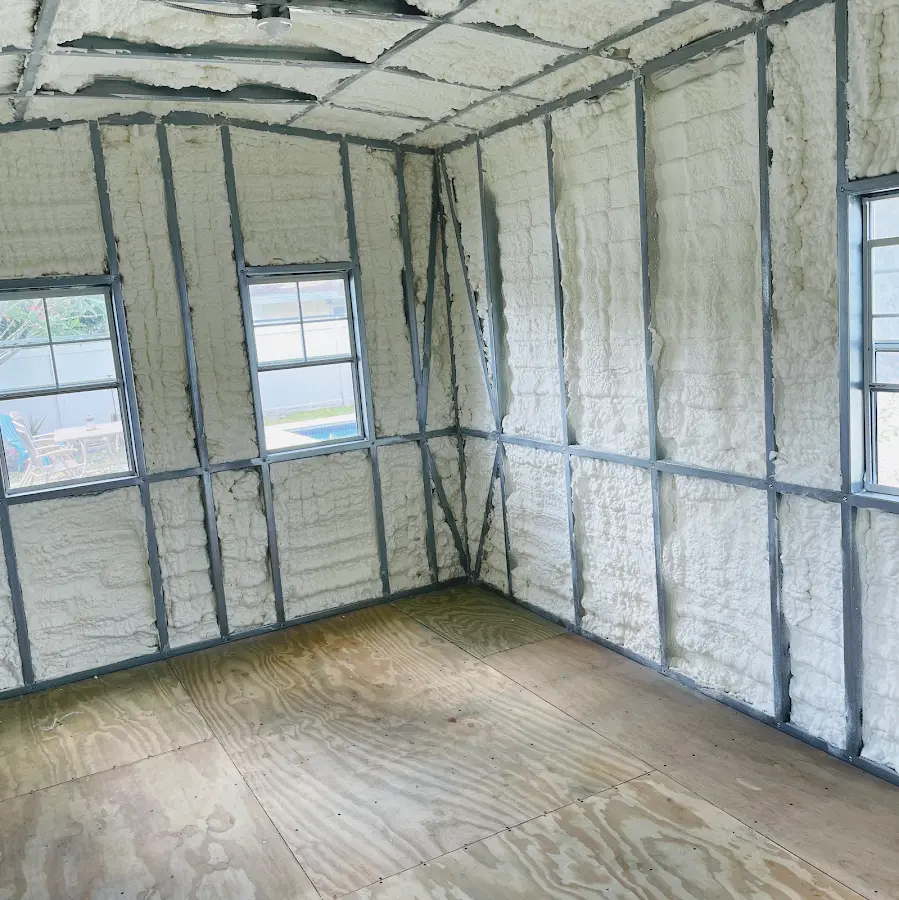 Closed-cell spray foam insulation applied to wall cavities in a residential project in Independence